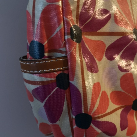 Fantastic Fossil Messenger Bag / Briefcase Orange & Purple Flowers Multi Pockets - Picture 8 of 13